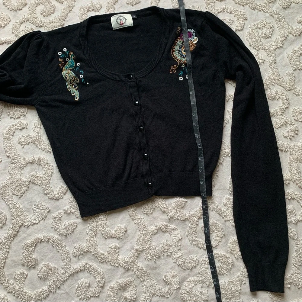 Banned Apparel Peacock Cropped Cardigan small - Picture 4 of 10